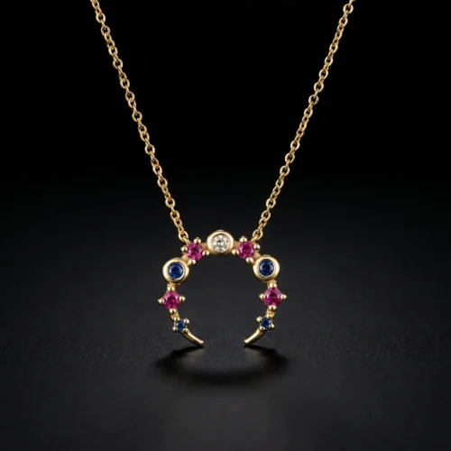 Collier Demi-Lune Argent 925 Trempé Or