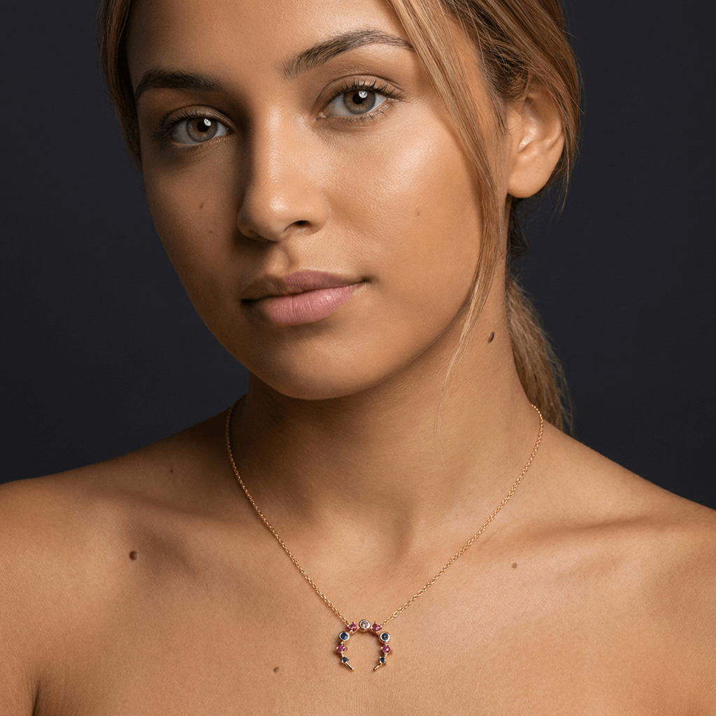 Collier Demi-Lune Argent 925 Trempé Or – Image 2