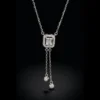 Collier Y (lariat) en argent 925 avec zircon rectangulaire et pavage – bijou femme Maroc – Scoobijou