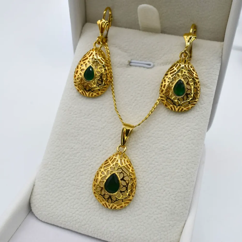 Ensemble Bijoux Plaqué Or Malaki vert – Image 3