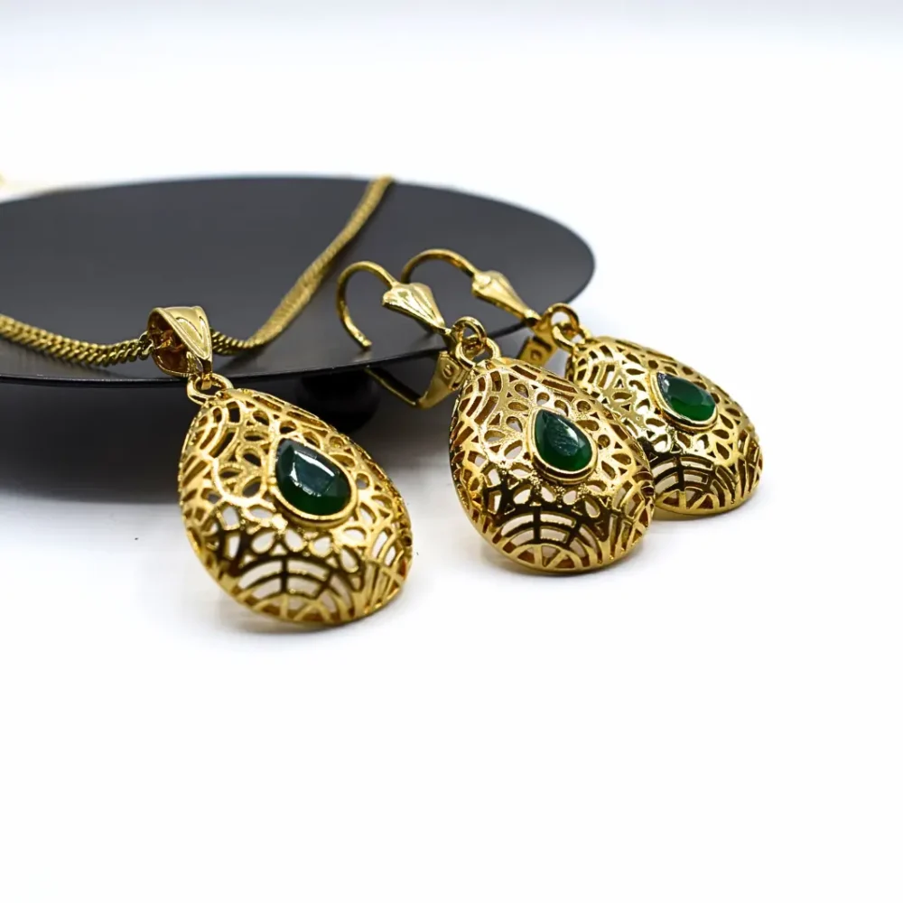 Ensemble Bijoux Plaqué Or Malaki vert