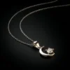 Collier pendentif croissant de lune avec étoile zircon en argent 925 rhodié, symbole spirituel islamique - Bijouterie Scoobijou Maroc