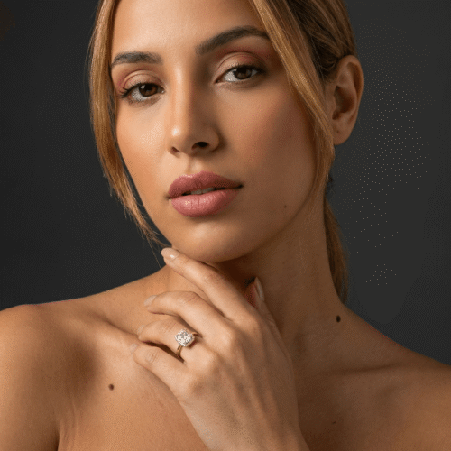 Bague réglable style fiançailles avec grande pierre zircon carrée et halo en plaqué or haute résistance - Scoobijou Maroc