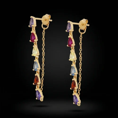 Boucles d'oreilles Gold Rainbow Pendant