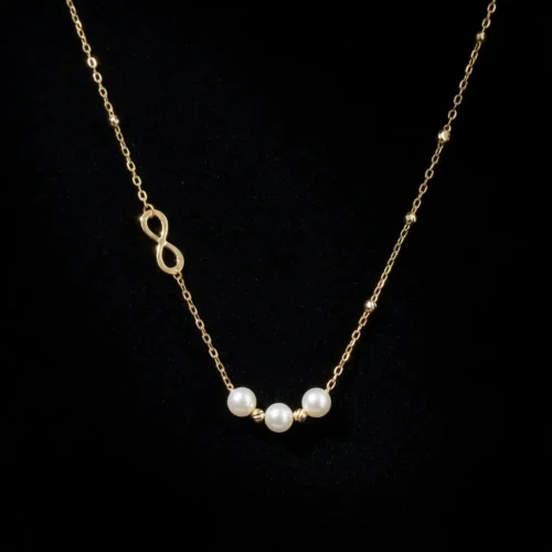 Collier élégant en or jaune 18K et véritables perles d'eau douce ScooBijou