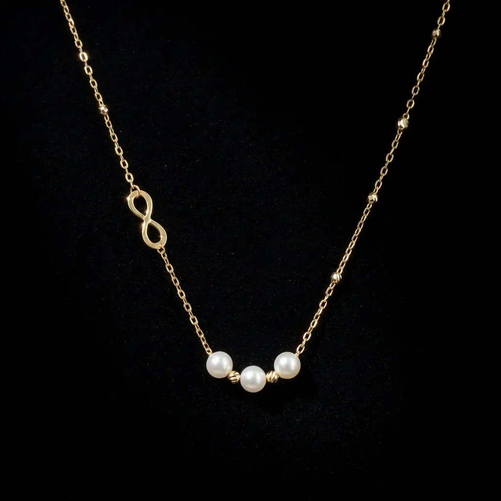 Collier élégant en or jaune 18K et véritables perles d'eau douce ScooBijou