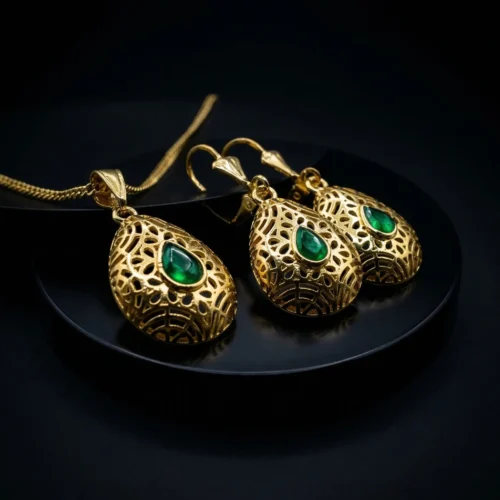 Ensemble Bijoux Plaqué Or Malaki vert