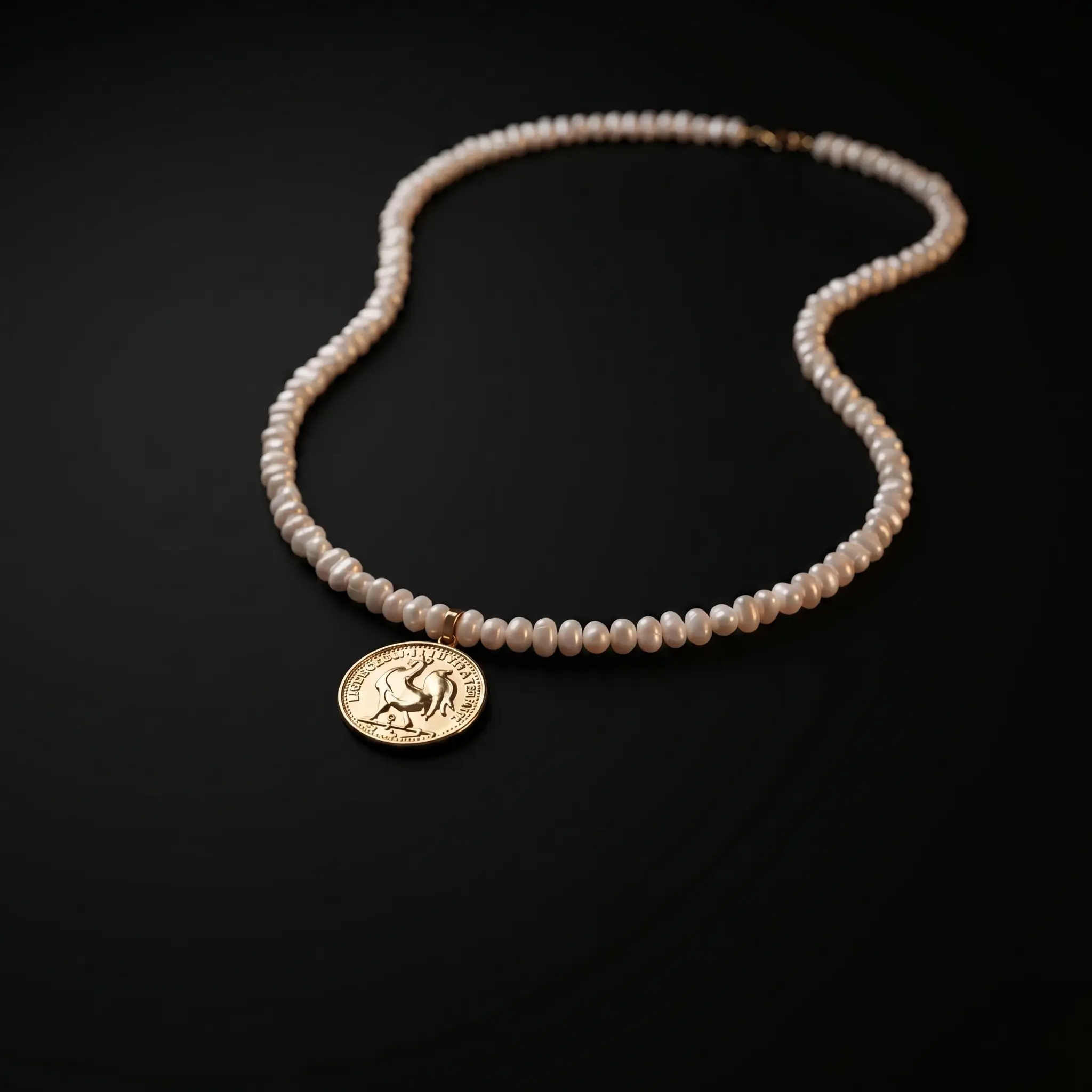 Bijou traditionnel marocain revisité : collier en perles naturelles avec pièce en or 18 carats