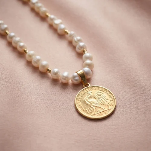 Collier élégant en véritables perles d'eau douce avec fermoir ajustable ScooBijou