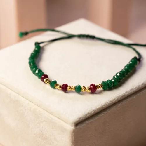 Bracelet femme style bohème chic pierres vertes ScooBijou