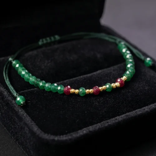 Bracelet femme style bohème chic pierres vertes ScooBijou