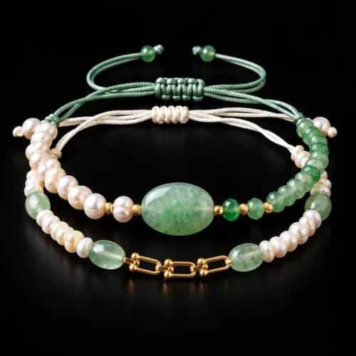 Duo bracelets Aventurine Or 18K